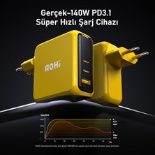 MWX Teknoloji Magcube 140W 3 Portlu Şarj Adaptörü, 140W 1m Pd 3.1 480MBPS Süper Hızlı Şarj/data Kablosu Seti