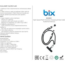 MWX Teknoloji Bix 5IN1C-BK 1.5 Metre Siyah 240W Usb-A ve Type C ve Lightning Çok Fonksiyonlu Yüksek Hızlı Şarj ve Data Kablosu, Çok Uçlu Şarj Kablosu (Tüm Type C/lightning Telefon ve Tabletlerle Uyumludur)