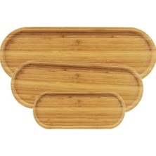 MWX Teknoloji 3'lü Ahşap Oval Sunum Tabağı Seti – 3 Farklı Boy (33X10 Cm, 39X15 Cm, 13X5 Cm) – Şık ve Dayanıklı Servis Tabakları, Mutfak ve Sofra Sunumları Için