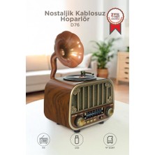 Torima Bluetooh Hoparlör Nostaljik Radyo AUX USB TF Destekli Speaker D76 Ahşap