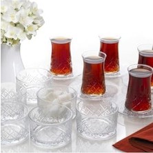 MWX Teknoloji Heybeli Çay Bardağı Takımı ve Çerezlik Kase Tatlı Sunum Seti 6 Kişilik