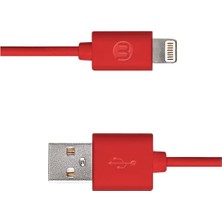 MWX Teknoloji Mojue 3DK34 Lightning Şarj Kablosu, 1 Metre,kırmızı