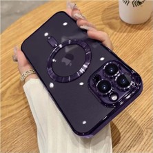 MWX Teknoloji & Aksesuar 14 Pro Için ile Uyumlu Arka Kısmı Parlak Şeffaf Yapıya Sahip Kenarları Silikon Yapılı Güçlendirilmiş Mıknatıslı Kamera Lens Koruyuculu Kablosuz Şarj