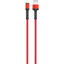 MWX Teknoloji Hasır Kırılmaya Dayanıklı 3m LS65 Lightning USB Kablo Kırmızı