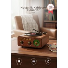 Torima Bluetooth Hoparlör Plak Görünümlü Nostaljik Kablosuz Wireless Speaker D75 Ahşap