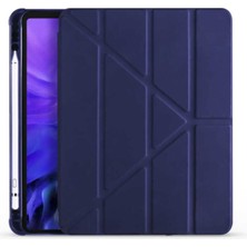 MWX Teknoloji - Galaxy Tab S6 Lite P610 ile Uyumlu Standlı Kalem Bölmeli Tri Folding Tablet Kılıfı Lacivert 2