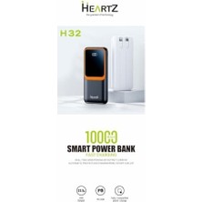 MWX Teknoloji H32 10000 Mh Pd 20W ve USB 22.5W Fast Hızlı Şarj Dahili Type C ve Lightning Kablolu Dünya Standartlarına Uygun Polymer Batarya Birebir Amper LCD Göstergeli Powerbank (Siyah)