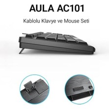 MWX Teknoloji Aula AC101 Kablolu Türkçe Q Klavye ve 1200 Dpı Optik Mouse Seti