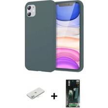Marsilyan™- iPhone 11 Kılıf Kozmos Yansıma Özel Seri - Şeffaf 360 Full Body Arka Koruyucu + Sarı Renkli Kamera Lens Koruma Cam