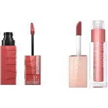 MWX Teknoloji New York Super Ink Uzun Süre Kalıcı Likit Parlak Ruj 15 Peachy + New York Lifter Gloss Nemlendirici Dudak Parlatıcısı - 003