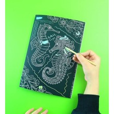 MWX Teknoloji Scratch Art Creations Amazing Animals – Kazımalı Boyama ve Karalama Defteri + Ahşap Kalem