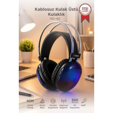 Torima Bluetooth Kulaklık Kulak Üstü Rgb Işıklı Kablosuz Kulaklık HD40 Siyah