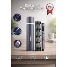 Torima Şarjlı Hassas Tornavida Seti 60 Parça Type C Şarjlı Led Işıklı Mıknatıslı Alüminyum Kasa TTS03 Siyah