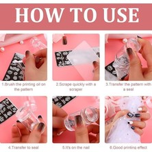 MWX Teknoloji Şeffaf Silikon Nail Art Stamper Seti, Jelly Nail Stamp, Scraper Kit, Kolay Konumlandırma Için Şeffaf Tasarım, Tırnak Baskı Aleti, Nail Art Manikür Aracı, Jel ve Oje ile Uyumlu