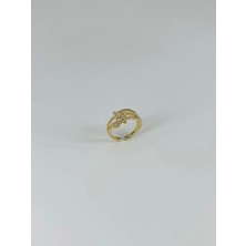Mudanis 14 K Gold Kaplama Zirkon Taşlı Yüzük