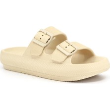Sonimix Soelite Unisex Plaj Havuz Bahçe Terlik Yumuşak Silikon Malzeme ile Bej Renk Yazlık Kullanım