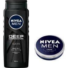 MWX Teknoloji Men Deep Dimension Duş Jeli 500 Ml, 3'ü 1 Arada Komple Bakım, Vücut, Saç ve Yüz + Men Creme Erkek Bakım Kremi 75 Ml, El, Yüz ve Vücut Nemlendirici Krem X2