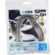 MWX Teknoloji S-Link SL-U2015 Usb2.0 1.5m Şeffaf Yazıcı Kablosu, Şeffaf