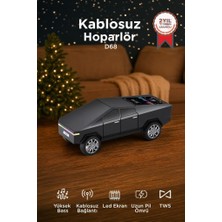 Torima Bluetooth Hoparlör Retro Araba CyberTruck Tasarımlı Rgb Işıklı TWS USB 15W Speaker D68 Siyah