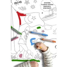 MWX Teknoloji Sinaticaret Atatürk ve Milli Bayramlar Temalı Dev Boyama Kağıdı Rulosu, 45 cm x 5 Metre, Çocuklar Için Eğitici Aktivite