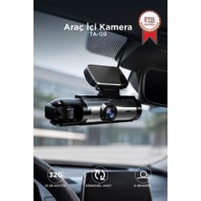 Torima Araç İçi Kamera Gece Görüşlü 1080P Ön ve İç Geri Görüş Kamerası TA09 Siyah