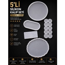 Stonechem 5’li Premium Silikon Kalıp Seti – Epoksi Reçine Tepsi, Magnet ve Tesbih Kalıbı