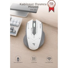 Torima Mouse Çift Modlu Sessiz Kablosuz Oyuncu Fare TM20 Beyaz Gri
