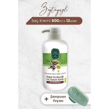 MWX Teknoloji Zeytinyağlı Saç Kremi 600 ml x 12 Adet ve Şampuan Fırçası