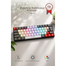 Torima Oyuncu Klavyesi Rgb Işıklı Mekanik Şarjlı Kablosuz Blue Switch Q Klavye TK11 Beyaz