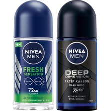 MWX Teknoloji Men Fresh Sensation Roll On Deodorant 50 Ml,72 Saat Anti-Perspirant Koruma ve Men Erkek Roll On Deodorant Deep Dimension 72 Saat Anti-Perspirant Koruma (50 Ml)