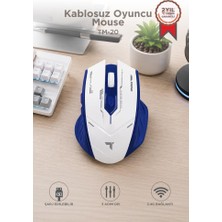 Torima Mouse Çift Modlu Sessiz Kablosuz Oyuncu Fare TM20 Beyaz Mavi
