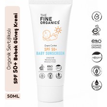 The Fine Organics Organik Sertifikalı Spf 50+ Uva/uvb Mineral Filtreli Bebek Güneş Kremi, Vegan Güneş Kremi