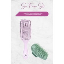MWX Teknoloji Professional Üç Boyutlu Saç Fırçası Vegan Lila ve Şampuan Fırçası Mint Yeşili