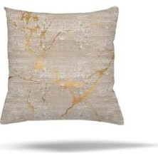 MWX Teknoloji Pelangi Mermer Geometrik Yaprak Desen Gizli Fermuarlı Yastık Kılıfı Kırlent Kılıfı Koltuk Yastık Kılıfı, Bej 45 x 45