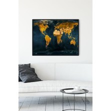MWX Teknoloji (PSTER12153) Masmavi Dünya Haritası Çerçeveli Tablo (40X50CM)