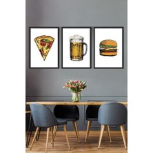 MWX Teknoloji (PSTER14862) Fastfood 3 Parçalı Çerçeve Seti 50 x 70