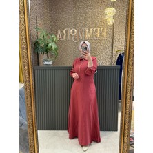 Pearly Fermuarlı Istiridye Kemerli Elbise