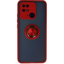 Renas Store Redmi 10C Kılıf Montreal Yüzüklü Silikon Kapak - Kırmızı
