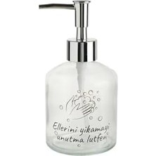 MWX Teknoloji Sia 2 Adet Cam Sivi Sabunluk,lütfen Yazili 300ML Banyo Seti 7,6X15,5CM