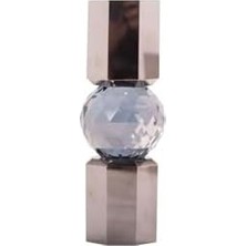MWX Teknoloji Kristal Mum Tutucu, Krom/duman, 6X6X16,5 cm