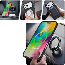 MWX Teknoloji 17 Pro Max ile Uyumlu Kılıf Magsafe ile Uyumlu Mp-Regal Katlanabilir Standlı El Parmak Geçmeli Kablosuz Şarj Destekli Lacivert