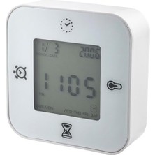 MWX Teknoloji 4 Fonksiyonlu Masa Saati Beyaz Renk Saat/termometre/alarm/zamanlayıcı