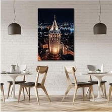 MWX Teknoloji Tekli Dikey Kanvas Duvar Tablosu Istanbul Işıklı Galata Kulesi 60 x 90 GARTNM7151