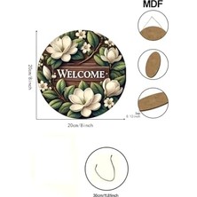 MWX Teknoloji Hoş Geldiniz Çiçekli Uv Baskı 3D Görünümlü Mdf Kapı Süsü – 20 cm | Askılı Silinebilir KS010,KS010 x