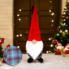 MWX Teknoloji Yılbaşı Noel Baba Dekoratif Biblo Bordo Mavi Ekose