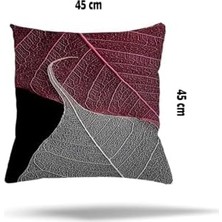 MWX Teknoloji Pelangi Kuş Tüyü Yaprak Desen Etnik Gizli Fermuarlı Yastık Kılıfı Kırlent Kılıfı Koltuk Yastık Kılıfı, Bordo-Gri 45 x 45