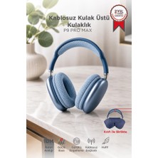 Torima Bluetooth Kulaklık Kulak Üstü Sd Kart Girişli Kablosuz Aux Kablolu Kulaklık P9 Pro Max Mavi