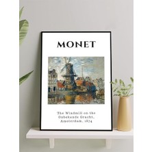 MWX Teknoloji , The Windmill, Amsterdam, Kanalda Yel Değirmeni Sanatsal Çerçeveli Tablo - Çerçeveli Poster