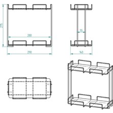 MWX Teknoloji 2 Katlı 28X14 Siyah Banyo ve Kozmetik Düzenleyici - Çift Katlı Sunum ve Servis Tepsisi - Makyaj Organizeri