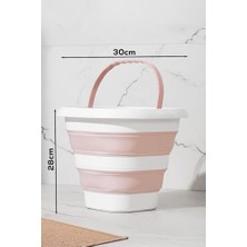 MWX Teknoloji 1175-1 Damla Katlanabilir Silikon Su Kovası 28X30CM Banyo Balkon Temizlik Kovası 10 Lt - Pudra